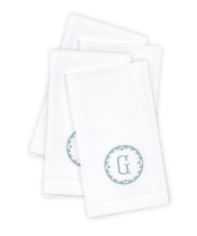 Matouk Carta Linens Guest Towels - Monogrammed in Letter G