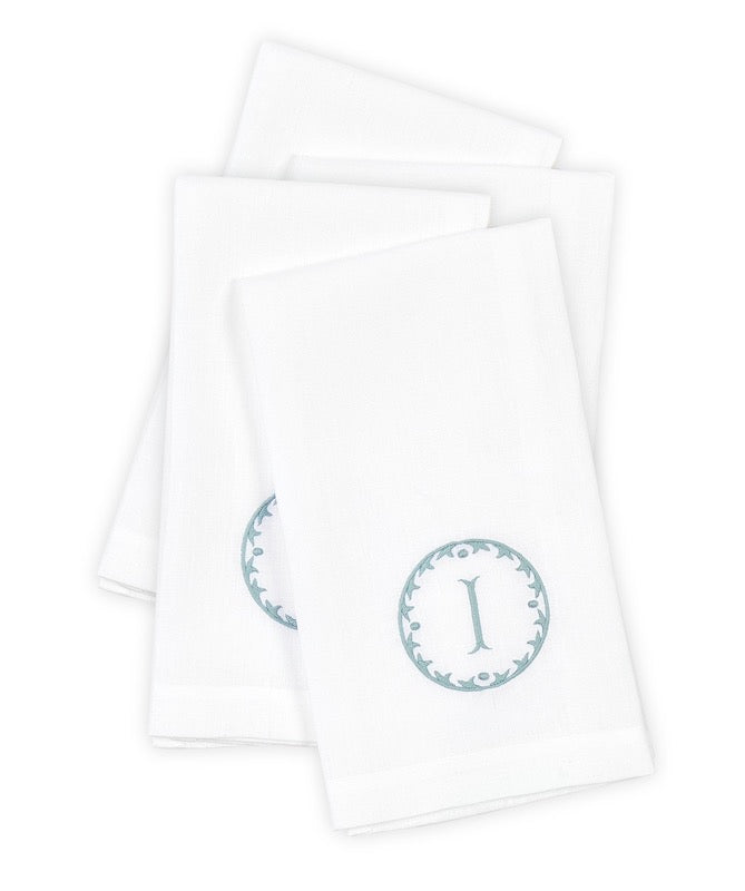 Matouk Carta Linens Guest Towels - Monogrammed in Letter I