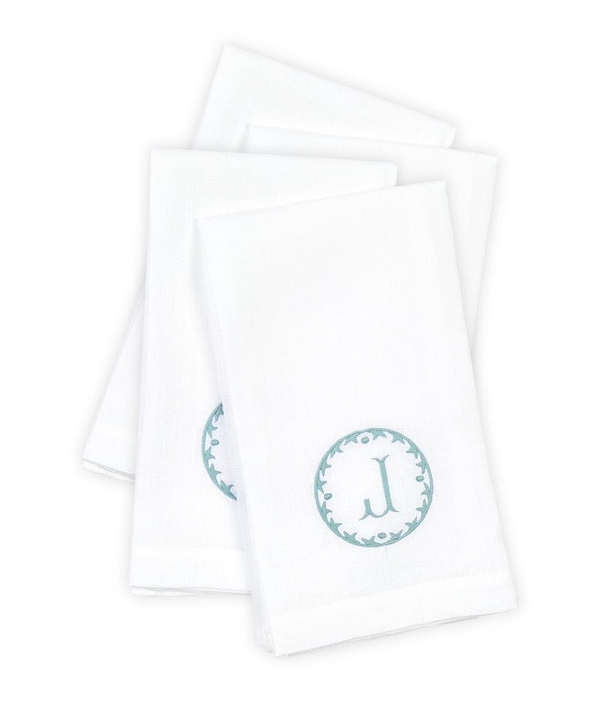 Matouk Carta Linens Guest Towels - Monogrammed in Letter J