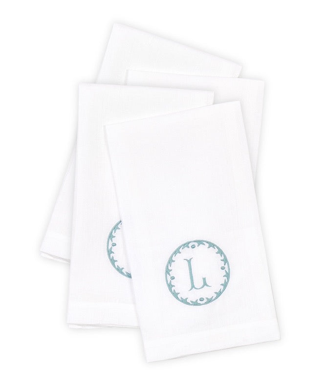Matouk Carta Linens Guest Towels - Monogrammed in Letter L