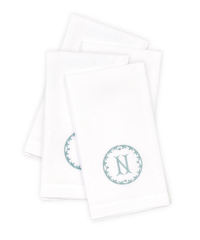 Matouk Carta Linens Guest Towels - Monogrammed in Letter N