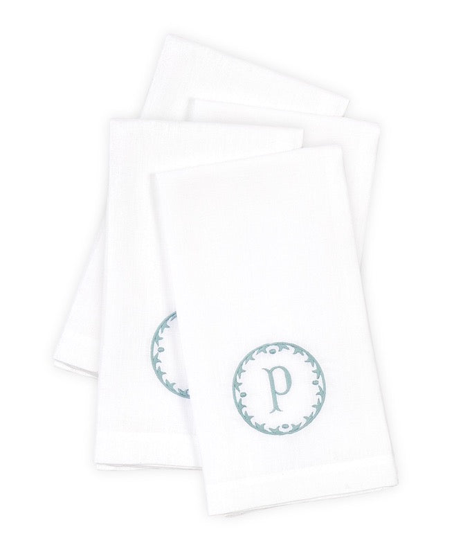 Matouk Carta Linens Guest Towels - Monogrammed in Letter P