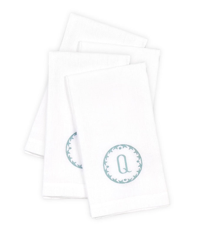 Matouk Carta Linens Guest Towels - Monogrammed in Letter Q