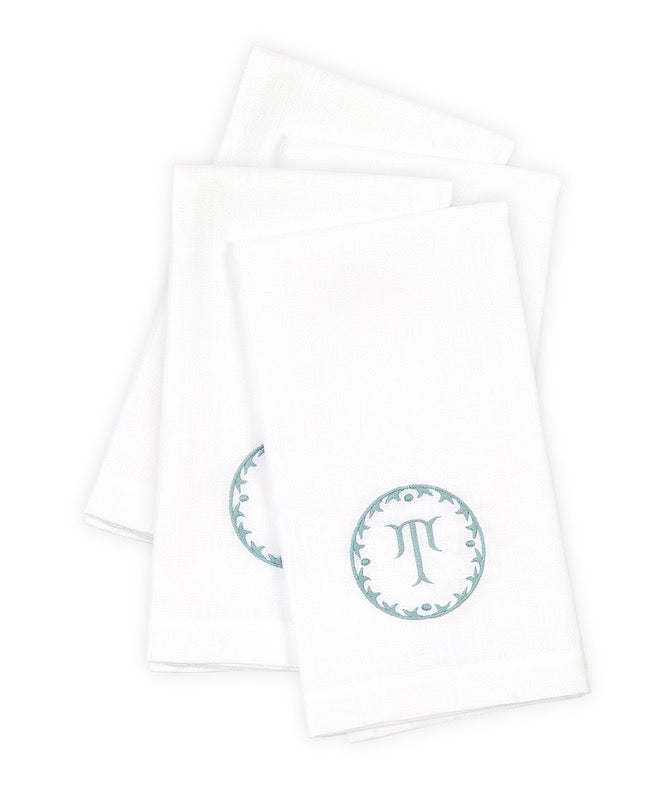 Matouk Carta Linens Guest Towels - Monogrammed in Letter T