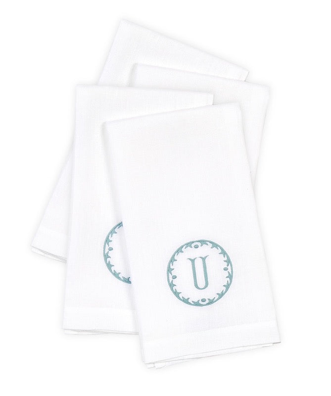 Matouk Carta Linens Guest Towels - Monogrammed in Letter U