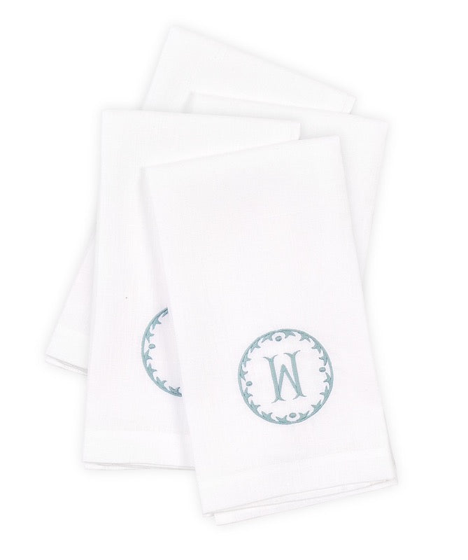 Matouk Carta Linens Guest Towels - Monogrammed in Letter W