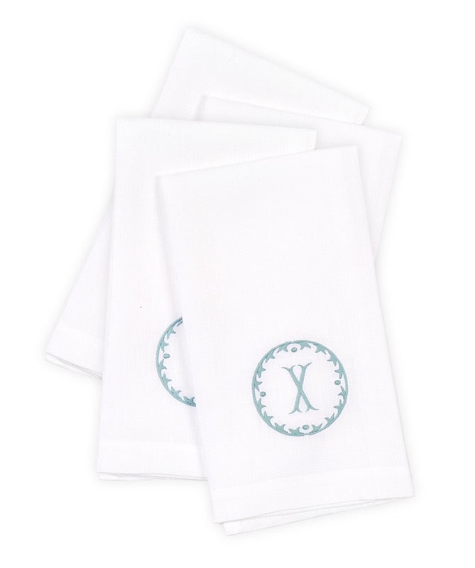 Matouk Carta Linens Guest Towels - Monogrammed in Letter X
