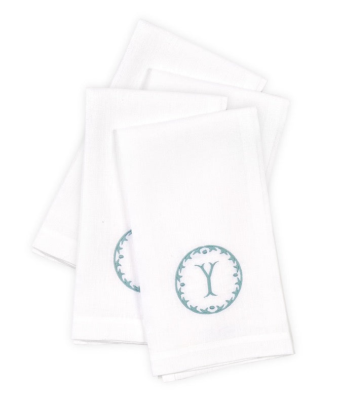 Matouk Carta Linens Guest Towels - Monogrammed in Letter Y