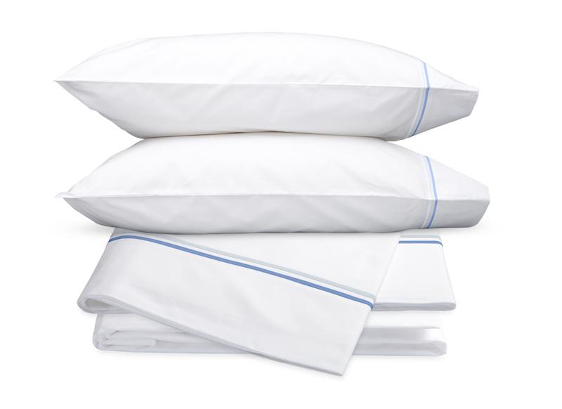 Essex Azure Hotel Sheets - Matouk Cotton Percale Sheet Sets