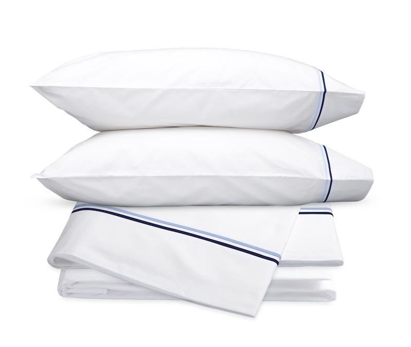 Essex Navy Hotel Sheets - Matouk Cotton Percale Sheet Sets