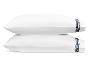 Pillowcases - Matouk Schumacher Astor Braid Indigo Bedding - Fig Linens
