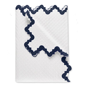 Matouk Aziza Matelasse Coverlet in Navy Blue | Fig Linens and Home