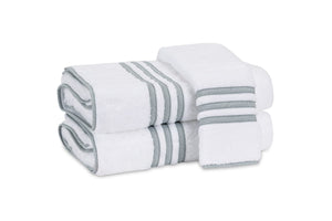 Beach Road Green Stripe Bath Towels by Matouk | Fig Linens