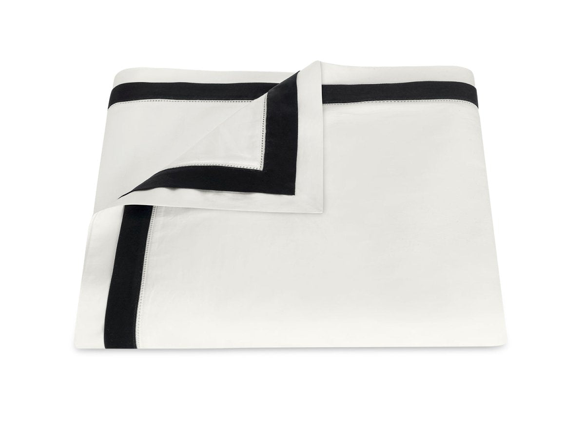 Flat Sheet - Ambrose Bone and Black Cotton Sateen - Matouk Bedding