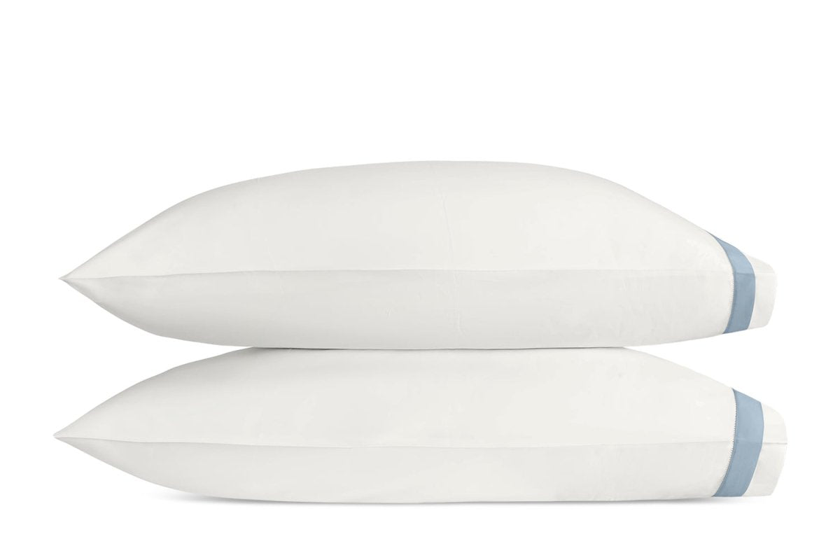 Pillowcases - Ambrose Bone and Hazy Blue | Matouk Bedding at Fig Linens and Home