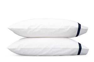 Matouk Lowell Navy Pillowcase | Percale Bedding at Fig Linens