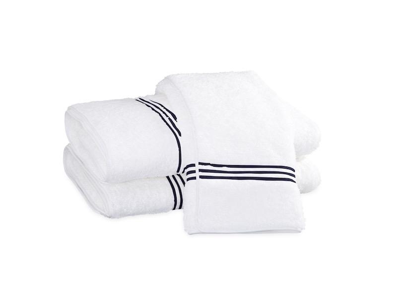 Bel Tempo Navy Bath Towels | Matouk at Fig Linens