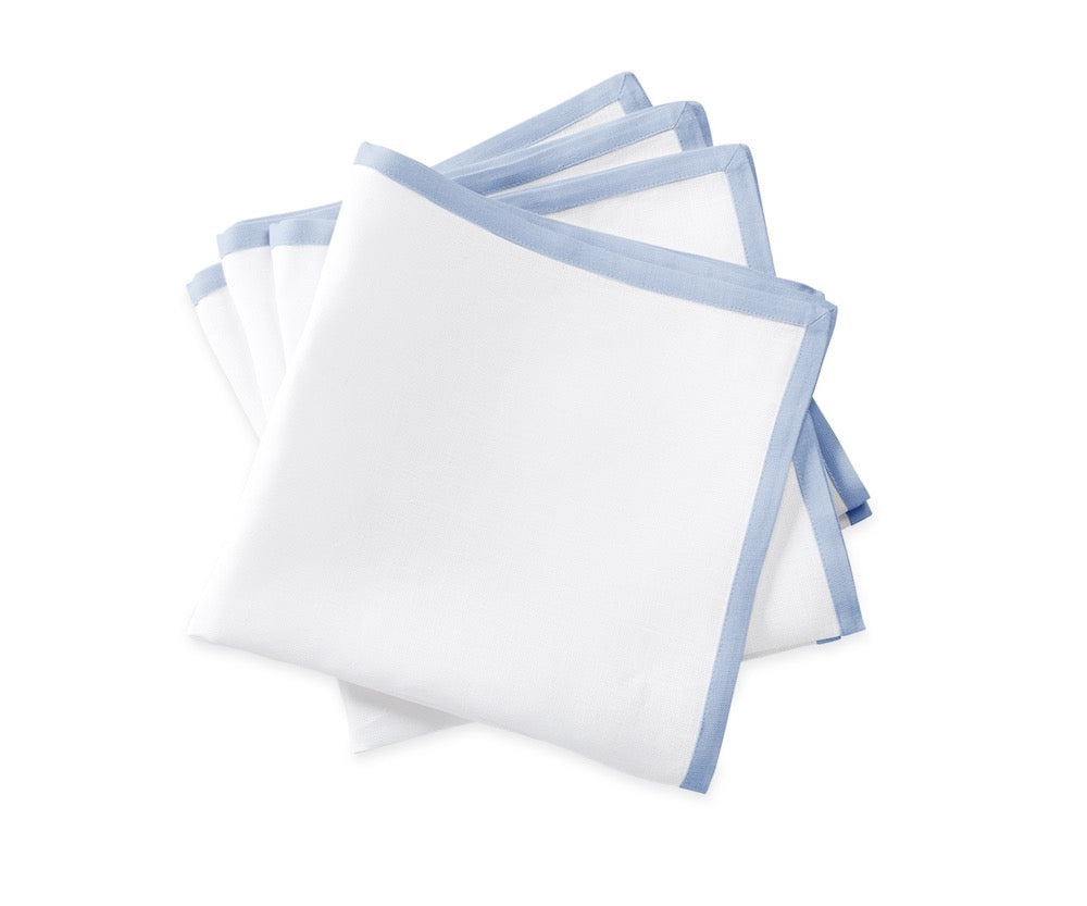 Cloth Napkin - Matouk Casual Couture Ice Blue Border Napkin at Fig Linens and Home