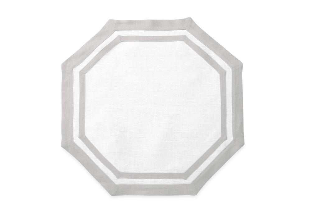 Matouk Double Border Octagon Placemat in Classic Grey | Casual Couture Table Collection