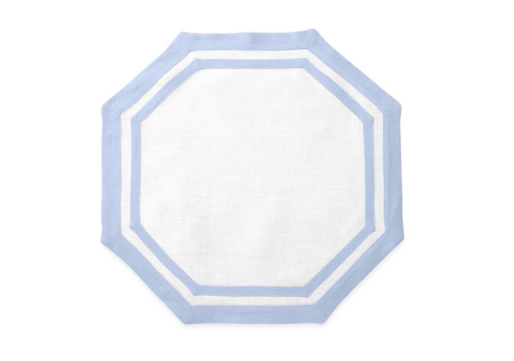 Matouk Double Border Octagon Placemat in Ice Blue | Casual Couture Table Collection
