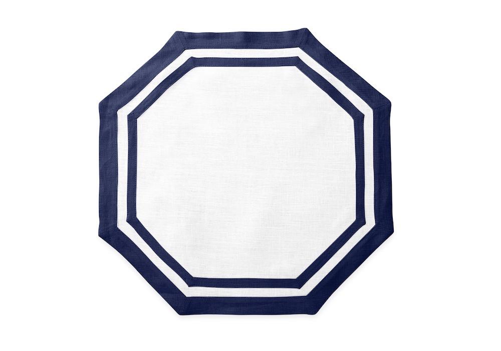 Matouk Double Border Octagon Placemat in Sapphire | Casual Couture Table Collection