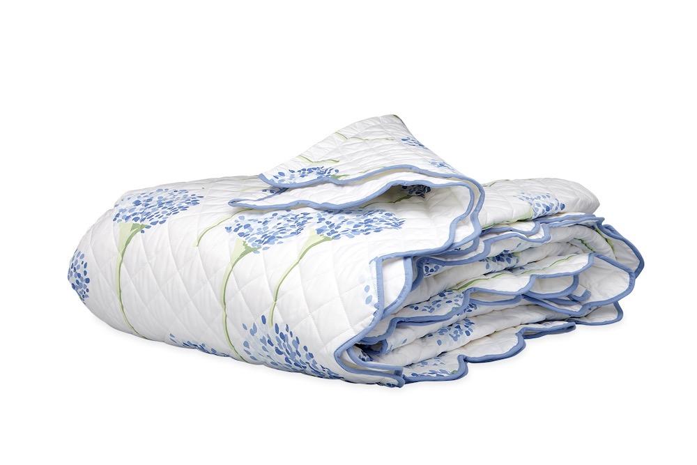 Quilted Coverlet - Matouk Charlotte Azure Quilt | Matouk Lulu DK at Fig Linens