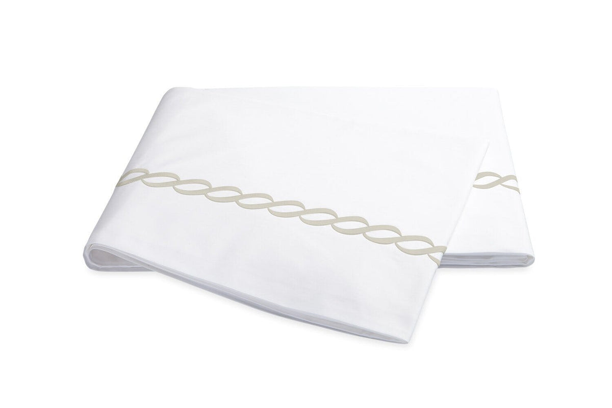 Flat Sheet - Classic Chain Percale Almond Bedding by Matouk at Fig Linens and Home