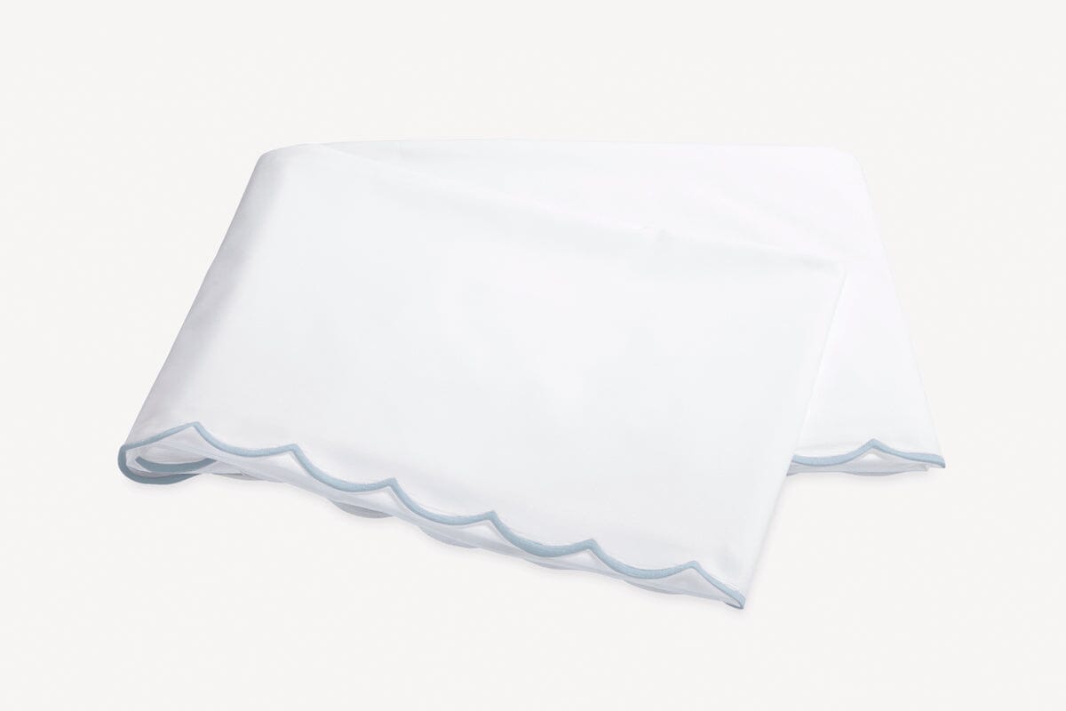 Matouk Flat Sheet - Light Blue Dakota Percale Bedding at Fig Linens and Home
