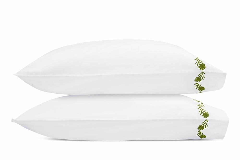 Daphne Grass Green Pillowcases | Matouk at Fig Linens