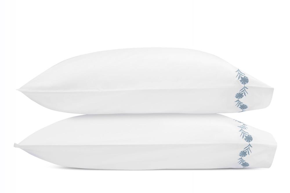 Daphne Hazy Blue Pillowcases | Matouk at Fig Linens