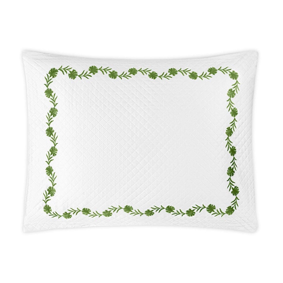 Daphne Matelassé in Grass Green |  Matouk Pillow Sham at Fig Linens and Home
