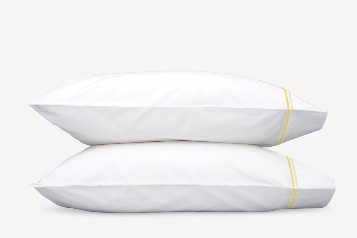 Pillowcases - Matouk Essex Lemon Yellow Bedding | Percale Cotton Linens