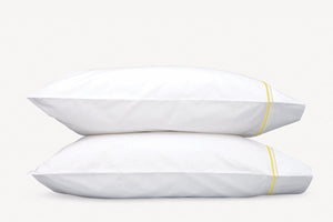 Pillowcases - Matouk Essex Lemon Yellow Bedding | Percale Cotton Linens