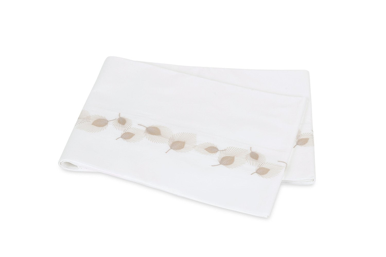 Matouk Feather Champagne Flat Sheet - Giza Percale Bedding at Fig Linens