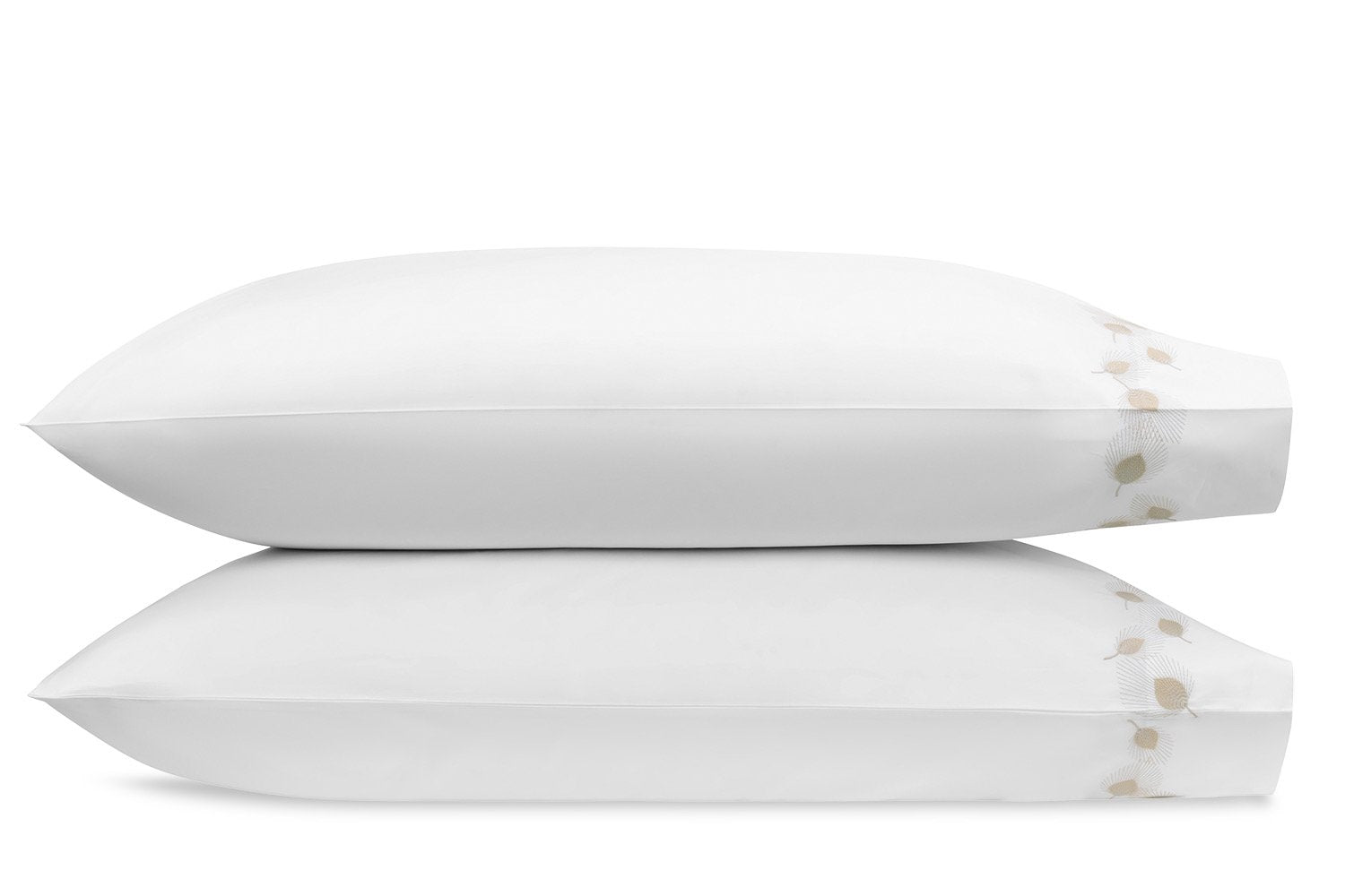 Matouk Feather Champagne Pillowcase - Giza Percale Bedding at Fig Linens