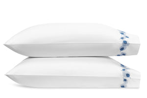 Matouk Feather Navy Pillowcase - Giza Percale Bedding at Fig Linens