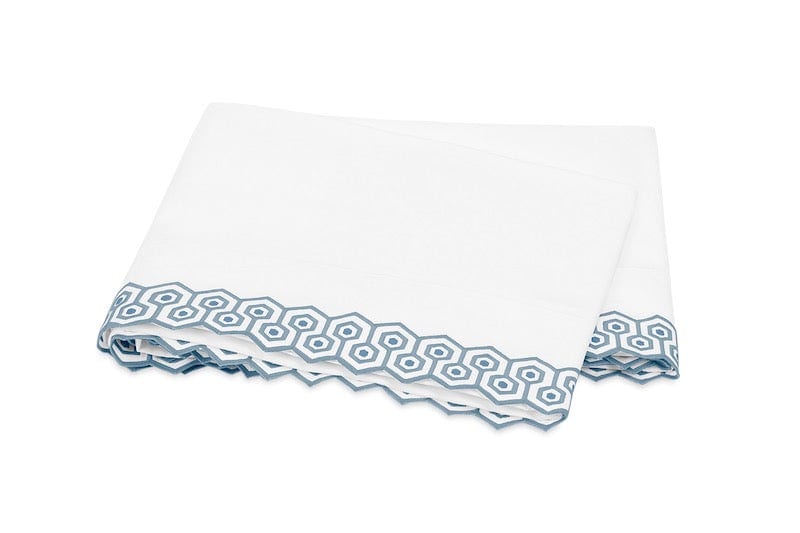 Matouk Flat Sheet - Felix Hazy Blue Matouk Bedding at Fig Linens and Home
