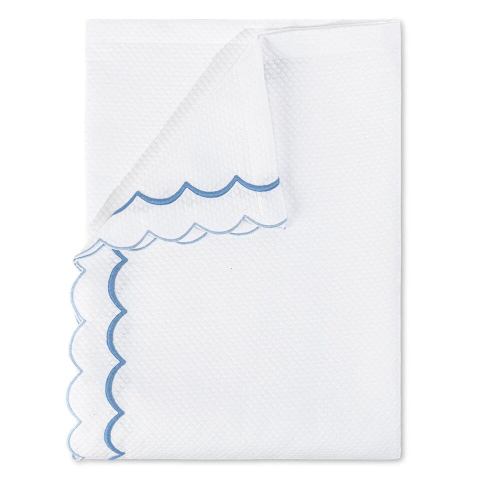 India Diamond Pique Azure Blue Coverlets | Matouk Matelasse at Fig Linens and Home