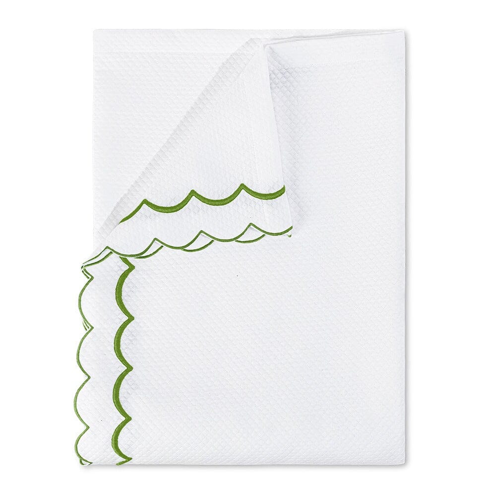 India Diamond Pique Grass Green Coverlets | Matouk Matelasse at Fig Linens and Home