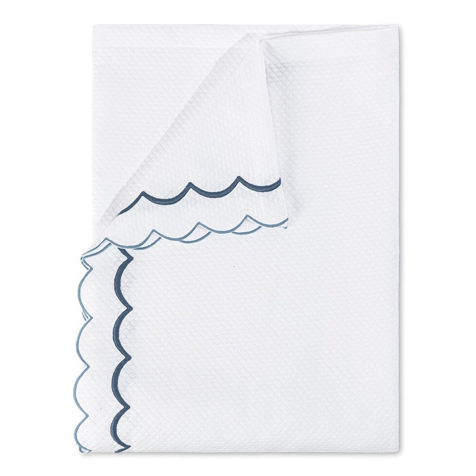 India Diamond Pique Hazy Blue Coverlets | Matouk Matelasse at Fig Linens and Home