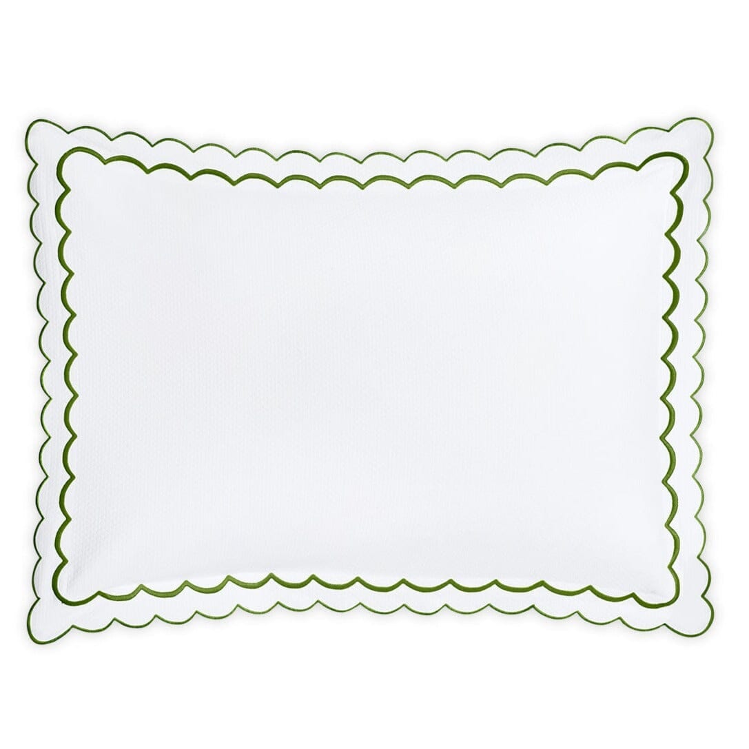 India Diamond Pique Grass Green Pillow Sham | Matouk Matelasse at Fig Linens and Home