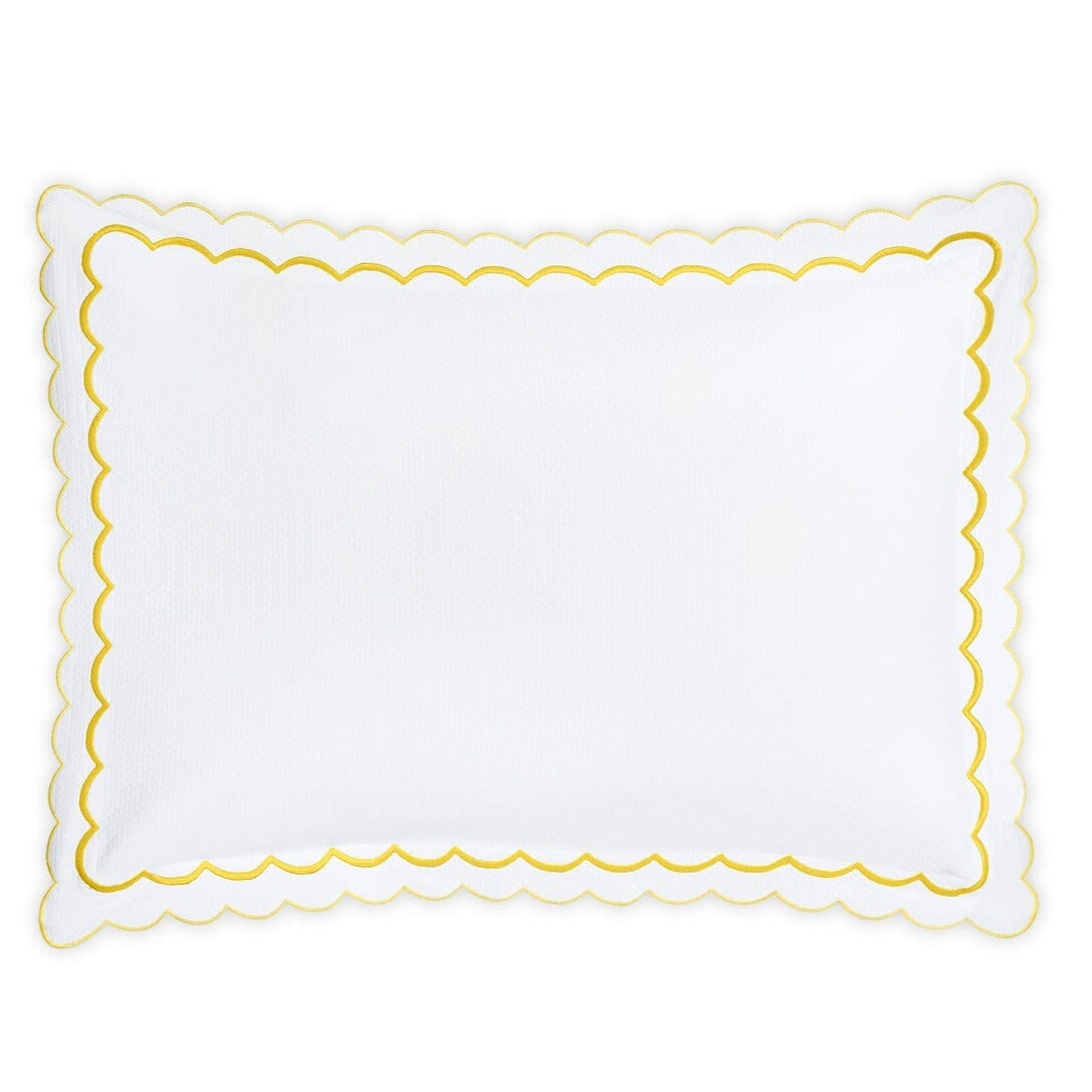 India Diamond Pique Lemon Yellow Pillow Sham | Matouk Matelasse at Fig Linens and Home
