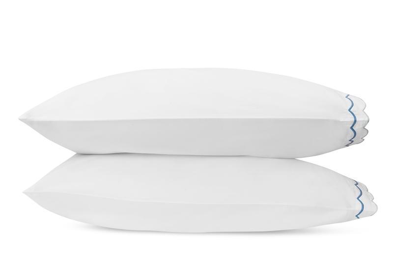 India Scallop Azure Pillowcases - Matouk at Fig Linens