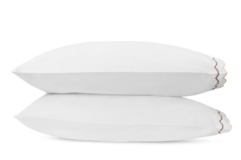 India Scallop Driftwood Pillowcases - Matouk at Fig Linens