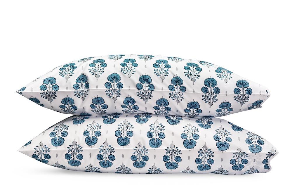 Joplin Mineral Blue Pillowcases | LULU DK Matouk at Fig Linens