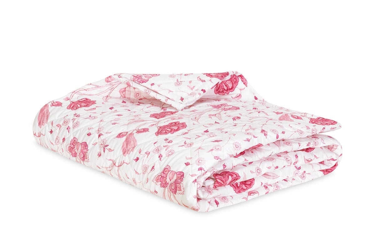 Quilted Coverlet - Khilana Peony Pink Quilt by Matouk | Schumacher at Fig Linens and Home