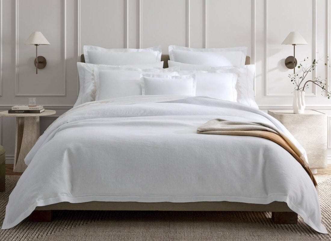 Roman Hemstitch - Matouk Bed Sheets and Duvet Covers - White - 100% Linen Bedding
