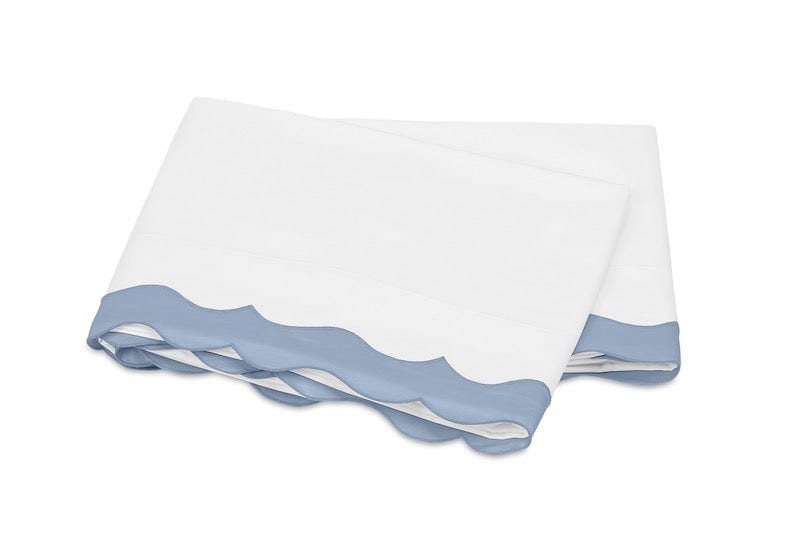 Matouk Lorelei Hazy Blue Flat Sheet | Fig Linens and Home