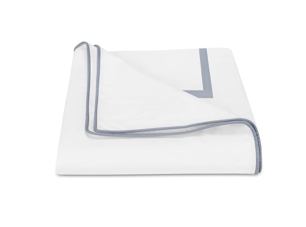 Matouk Louise Hazy Blue Duvet Cover | Giza Percale Cotton at Fig Linens