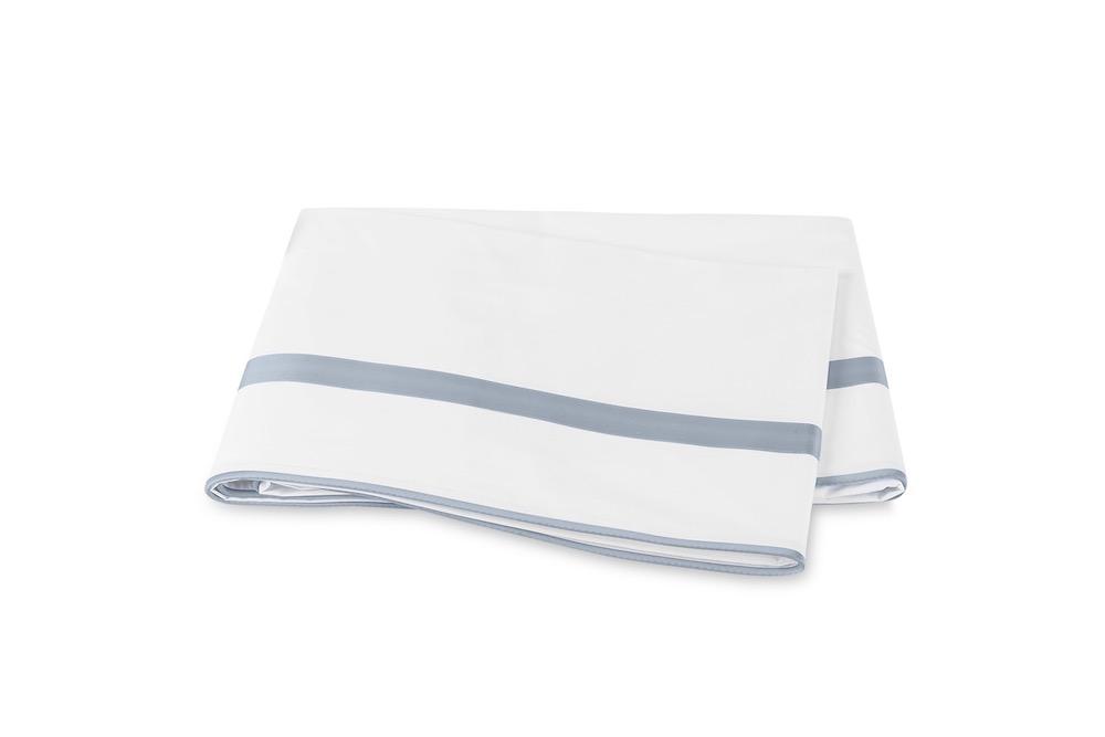 Matouk Louise Hazy Blue Flat Sheet | Giza Percale Cotton at Fig Linens